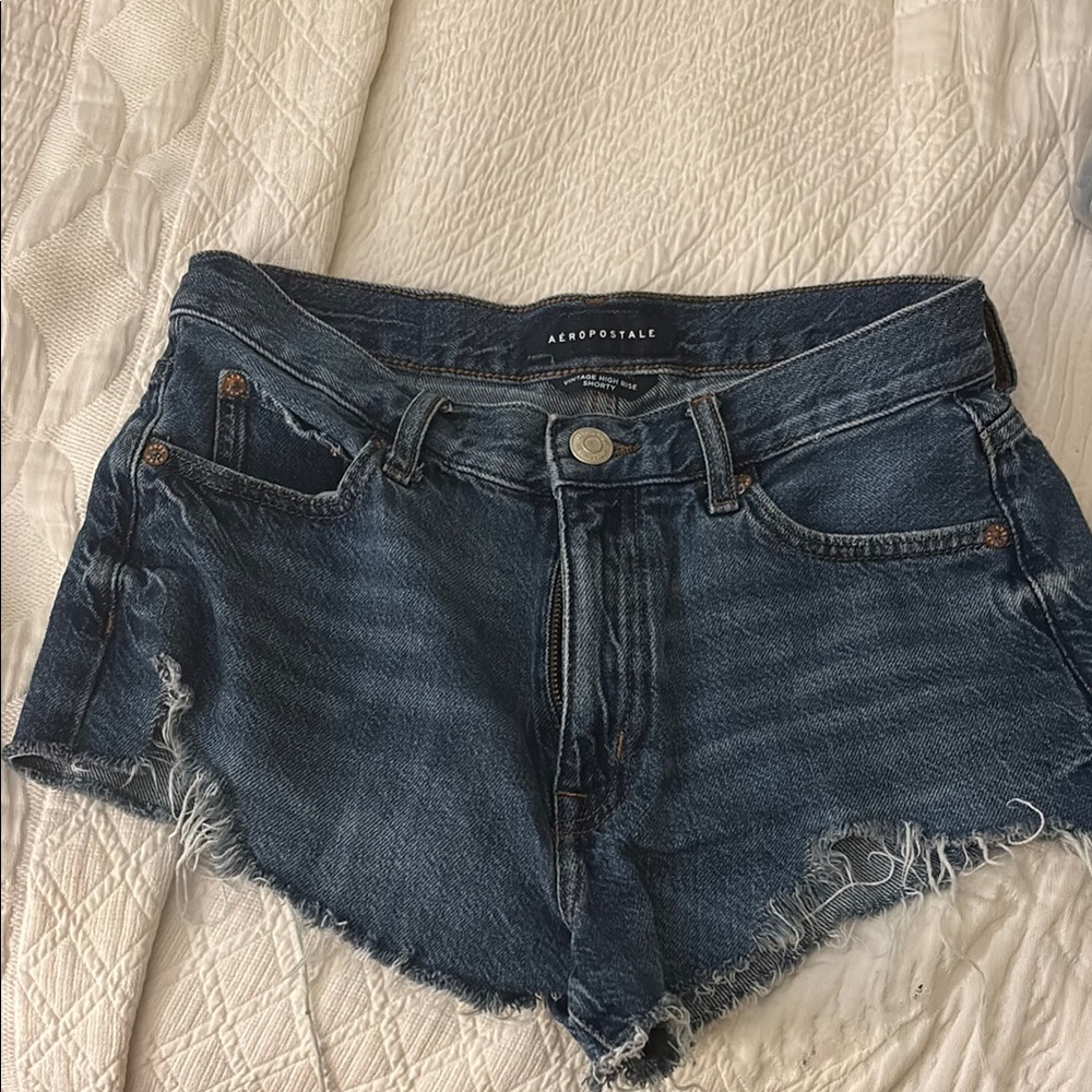 Aeropostale Blue Jean Shorts Distressed Cut-Off Style